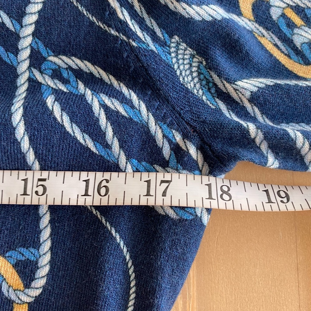 J. McLaughlin Button-Cuff Togglewood Lenny Crewneck Sweater Size XS/S Blue Gold - Picture 7 of 7